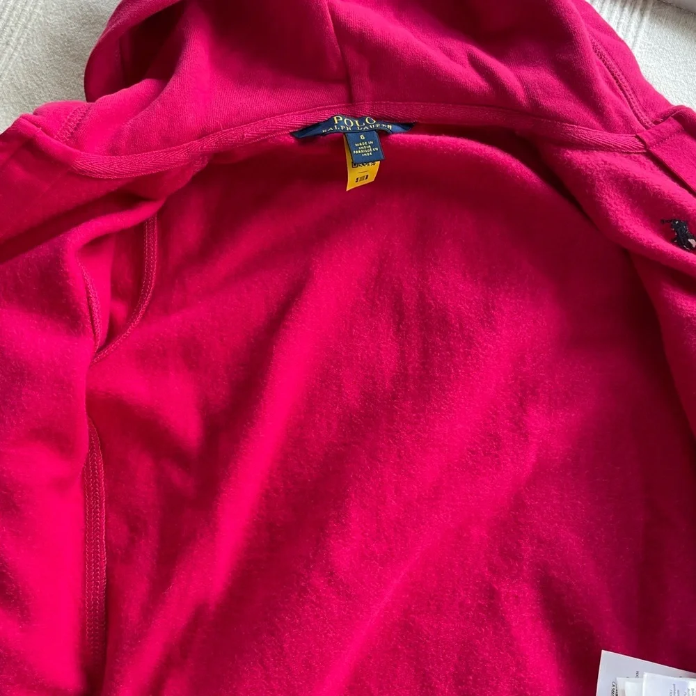 Ralph Lauren Pink Hooded Zip-Up Sweatshirt for Kids